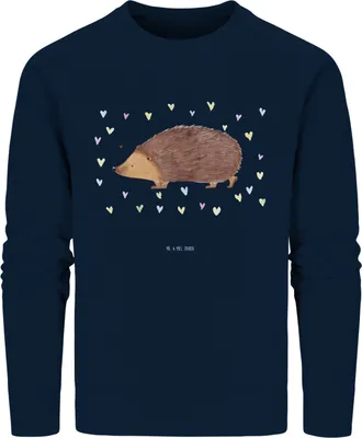 Produktbild von Mr. & Mrs. Panda Bio Pullover Igel Herzen Größe XXL - French Navy - Geschenk, Sweater, Lustige Sprüche, Herz, Baumwoll, Pulli, Kuss, Sweatshirt, Liebe, Vertrauen