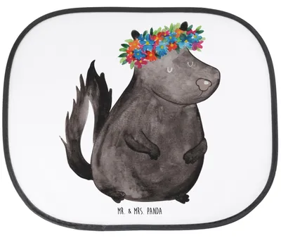 Produktbild von Mr. & Mrs. Panda Sonnenschutz Auto Stinktier Mädchen - Weiß - Geschenk, Stinki, Namaste, Seitenscheibe, für Autoscheiben, Stinker, seitenfenster, Yoga, Raubtier