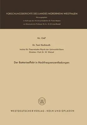 Obrázek produktu pro Der Batterieeffekt in Hochfrequenzentladungen