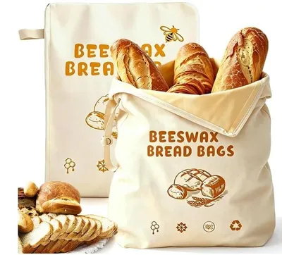 Produktbild von Wiederverwendbare Brotsäcke aus Bienenwachs, 2 Stück