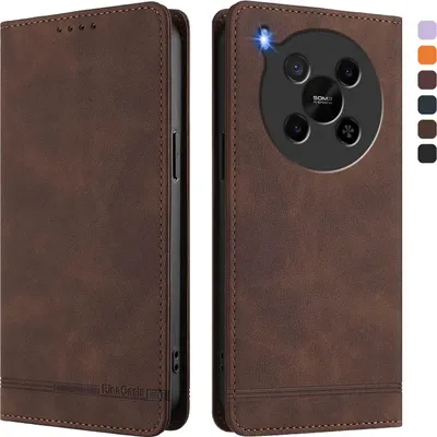 Image de Etui pour ZTE Blade V70 Max, étui rétro en cuirPolyuréthaneavec support et fentes pour cartes de crédit Marron