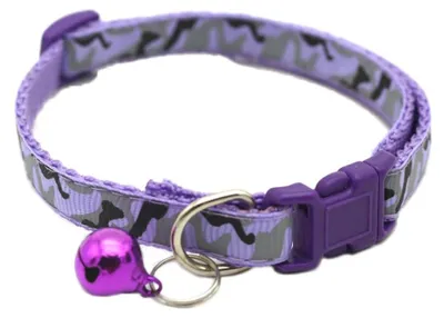 Productafbeelding van Kattenhalsband met camouflage en bel, paars