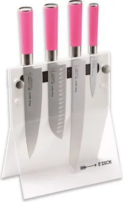 Produktbild von F. DICK Pink Spirit Messerblock 4Knives Messer-Set Santoku Küchenmesser pink