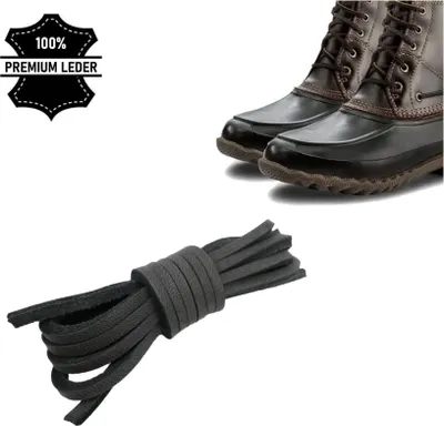 Produktbild von Premium Lederschnürsenkel im Quadratschnitt für Stiefel und Mokassins - Schwarz - 70 cm