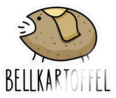 Produktbild von Spreadshirt Bellkartoffel Comic Wortspiel Sticker Aufkleber, 10 x 10 cm, Transparent glänzend