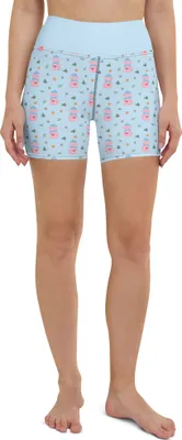 Produktbild von Mr. & Mrs. Panda Yoga Shorts Schweinchen Glühwein Größe XS - Blau - Geschenk, Sportbekleidung, Betrunken, Sportshorts, Spruch, Damen, Advent, Yogabekleidung, Sporthose