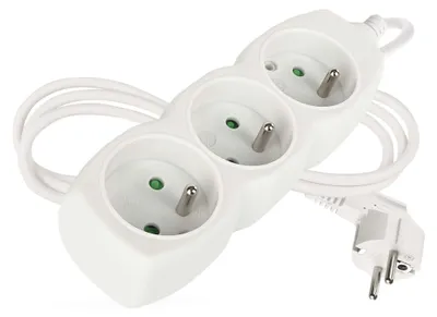 Prodlužovací kabel 1,5 m / 3 zásuvky / bílý / PVC / 1 mm2