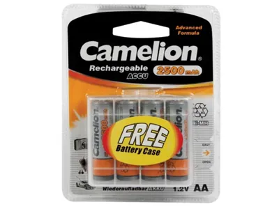 Image de Piles Nimh Aa 2500mah Haute Capacité, Rechargeables, Avec Boîte De Rangement - Tool Land