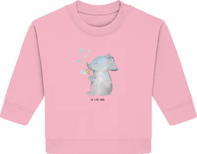Produktbild von Mr. & Mrs. Panda Organic Baby Pullover Elefant Seifenblasen 6. - 12. Monat - Baumwolle Pink - Geschenk, Liebe, Heimat, Lustige Sprüche, Elefanten, Liebesspruch, Bullover