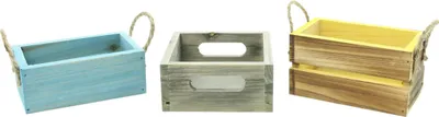 Produktbild von Kiste Colored, 3er Set, Holz, Hanfseile Maße: 13 x 13 x 6 cm, 15 x 9 x 6 cm, 15 x 9 x 8 cm