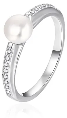 Obrázek produktu pro Elegantní stříbrný prsten s pravou perlou AGT-R08W - Obvod: 56 mm.