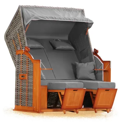 Produktbild von Strandkorb Hanse Strandkorb Klassik 2-Sitzer XXL Ostsee Volllieger in anthrazit, bereits montiert inkl. Strandkorbrollen, ideal für Garten, Balkon oder Terrasse