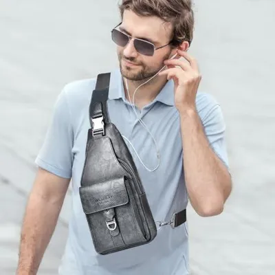 Produktbild von Herren Schultertasche aus Kunstleder, wasserdicht und lässig