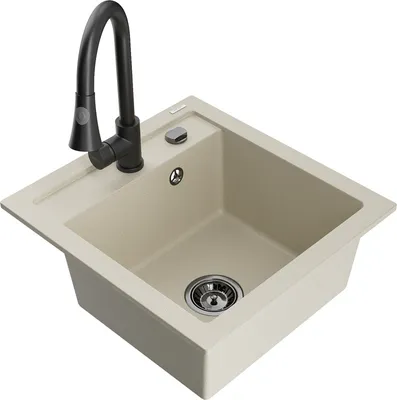 Produktbild von Mexen Vito 1-Becken-Granit-Spüle mit Mischbatterie Elia, Beige - 6503-69-670101-70