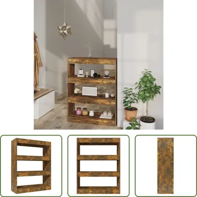 Produktbild von The Living Store Bücherregal/Raumteiler Räuchereiche 80x30x103 cm Holzwerkstoff