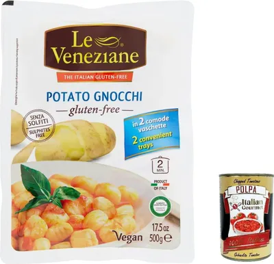 Produktbild von 12x Le veneziane Gnocchi di patate UHT senza glutine, gluten free Kartoffel gnocchi, glutenfrei 500g + Italian Gourmet polpa 400g