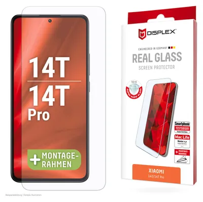 Produktbild von Displex Panzerglas (10H, 2D) für Xiaomi 14T, 14T Pro, Eco-Montagerahmen, kratzer-resistent, Xiaomi, 14T, 14T Pro, Trockene Anwendung, Break resistant, Schmutzabweisend, Schlagfest, Kratzresistent, Splitterfrei, Schockresistent, Transparent, 1 Stück(e)