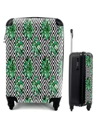 Produktbild von MuchoWow® Koffer Handgepäck Trolley Rollkoffer Kleine Reisekoffer mit 4 Rollen - Weinlese - Monstera - Farne - Cabin Size < 55x40x23 cm & 55x40x20 cm - Fotokoffer - Kabinenkoffer - Boardgepäck - Reise-Box - Reisekoffer - Reisegepäck - Koffer mit Bild - Trolley für Kinder