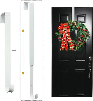 Productafbeelding van Kranshanger - Verstelbaar over de deurkrans hanger van 35 tot 65 cm - Kranshouder en en kransdeurhanger
