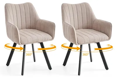 Zdjęcie produktu dla Krzesła do jadalni - zestaw 2 sztuk - tapicerowane - metalowa konstrukcja - minimalistyczny, nowoczesny design - do kuchni i jadalni - kolor beżowy