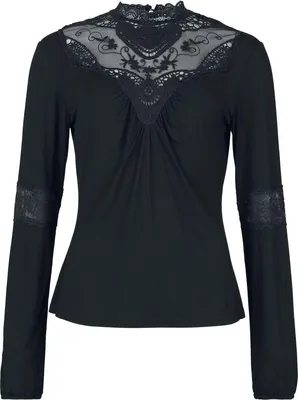 Produktbild von Gothicana by EMP Damen schwarzes Langarmshirt mit Spitzendetails L