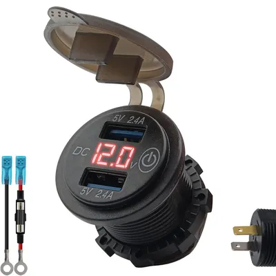 Produktbild von ProRide USB-Autolader, 2 Ports, 12W, Voltmeter, Schalter, Einbau, 12V