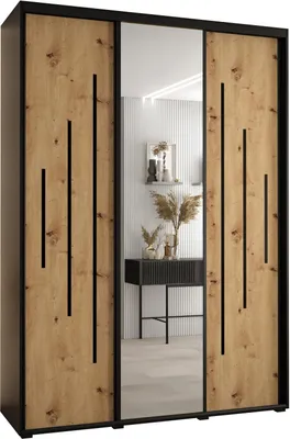 Produktbild von MEBLE KRYSPOL Davos 13 Schrank, drei Türen - 235,2x170x45 cm - Schwarz Artisan Schwarz