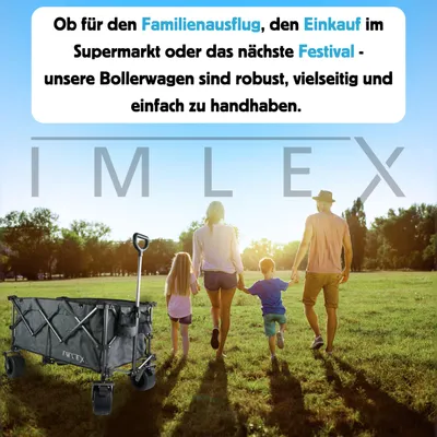 Produktbild von IMLEX Bollerwagen faltbar XXL Handwagen IM-4211 Grau 200 L Tragkraft 120KG