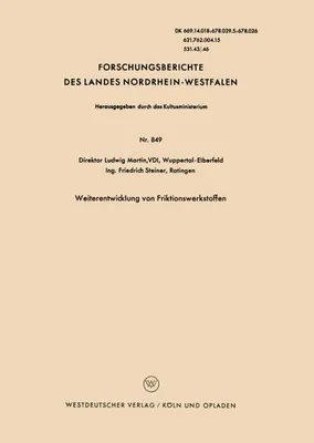 Obrázek produktu pro Weiterentwicklung von Friktionswerkstoffen
