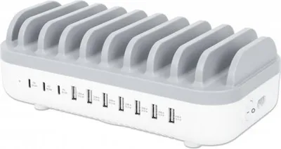 Produktbild von MANHATTAN 10-Port USB-Ladestation 120W weiß/grau