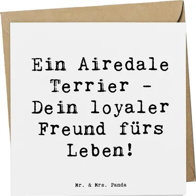 Produktbild von Mr. & Mrs. Panda Grußkarte Spruch Airedale Terrier - Weiß - Geschenk, Beziehung, Hunderassen Beschreibung, anlasskarte, Charakter, Hunderasse, doppelkarte, hundeerziehung