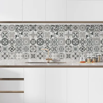 Produktbild von Klebefolie für Küchenrückwand – Lumaléa – Zementfliesenoptik – Klebefolie + MATT-Schutz – 60 x 60 cm