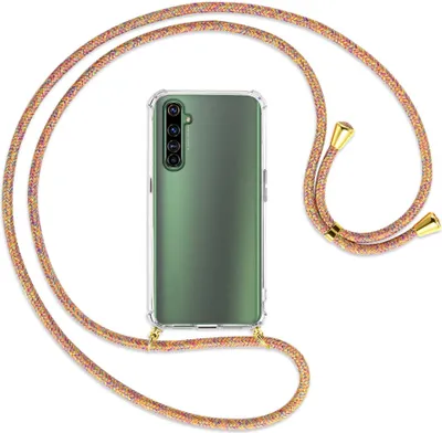 Produktbild von Handykette Backcover-Schutzhülle mit Band (Metall goldfarben) für Realme X50 Pro 5G - Rainbow