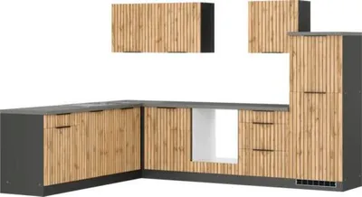 Produktbild von Held Möbel Winkelküche ohne Geräte Trient 300 cm eiche matt zerlegt Variante reversibel 1114.6355