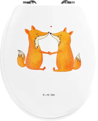 Produktbild von Mr. & Mrs. Panda klo deckel Füchse Liebe - Weiß - Geschenk, Klo-Deckel, Fuchs, Klodeckel, WC Sitz, Romantisch, bambus toilettensitz, Ehemann, WC-Sitz, Freundin, Klobrille