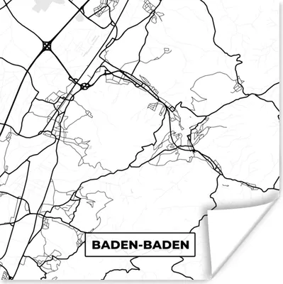 Produktbild von MuchoWow® Poster Baden-Baden - Stadtplan - Karte 75x75 cm - Wand Dekoration