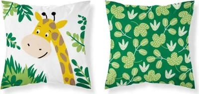Zdjęcie produktu dla Poszewka na poduszkę, poszewka dziecięca 100% bawełna 40x40cm Zielona żyrafa 3945a