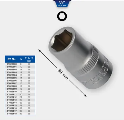 Zdjęcie produktu dla BRILLIANT TOOLS 1/2" nasadka sześciokątna 16 mm - BT022807