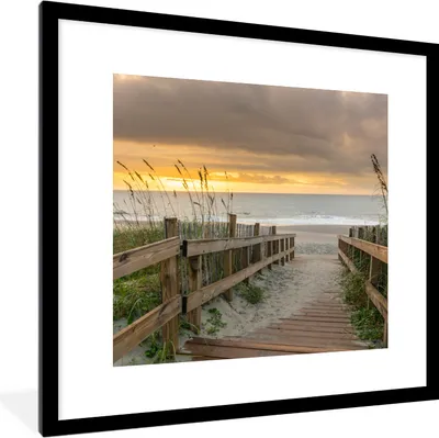 Produktbild von MuchoWow® Gerahmtes Poster Strand - Meer - Düne - Weg 40x40 cm - Poster mit Schwarzem Bilderrahmen Wandposter Rahmen Foto Bilder - Poster - Plakat im Rahmen