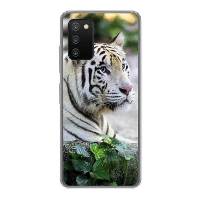 Produktbild von MuchoWow® Handyhülle Schutzhülle Hülle für Samsung Galaxy A03s Tiger - Weiß - Sand Silikon Softcase Handy Hülle - Schutz