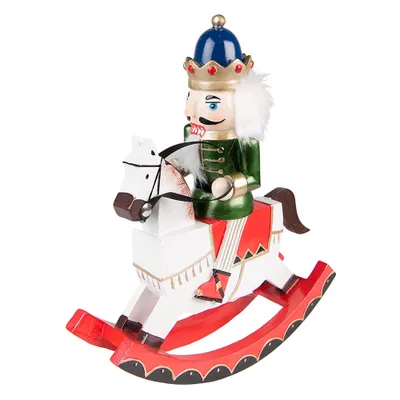 Produktbild von Clayre & Eef Figur Nussknacker 29 cm Weiß Grün Kunststoff