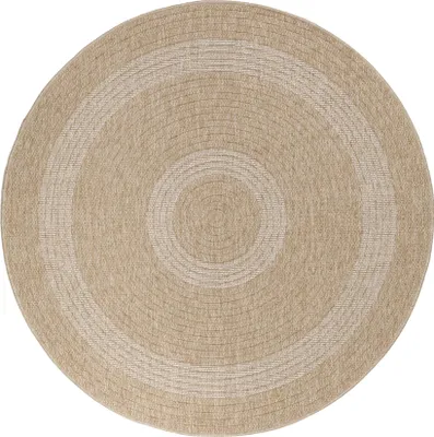 Productafbeelding van Buitentapijt, vintage stijl, geschikt voor terras, balkon of keuken, beige kleur, 160x160 cm, rond