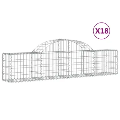 Produktbild von vidaXL Gabionen mit Hochbogen 18 Stk. 200x30x40/60 cm Verzinktes Eisen