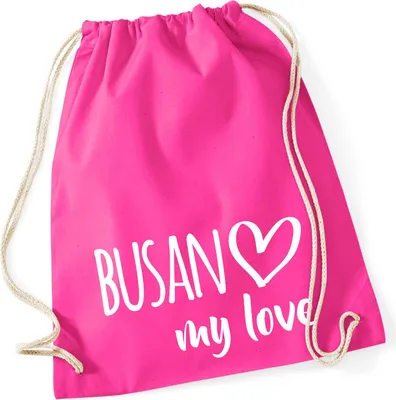 Produktbild von Huuraa Turnbeutel Busan my love 12 Liter Fuchsia Baumwolle Rucksack Geschenkidee