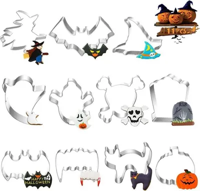 Produktbild von Halloween Keksausstecher Ausstechformen 11 Stück Edelstahl Kürbis Geist Spinne Fledermaus