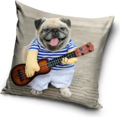 Imagen del producto de Povlak para cojín: Un bulldog francés tocando el ukelele