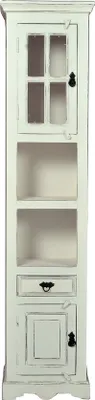Produktbild von SIT Möbel Bad-Hochschrank | 2 Türen, 1 Schublade, 2 offene Fächer | Mango + MDF | antikweiß | B 44 x T 35 x H 188 cm | 06997-10 | Serie TOLEDO