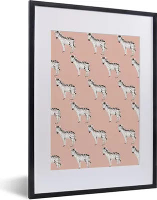 Produktbild von MuchoWow® MuchoWow® Gerahmtes Poster Zebra - Muster - Pastell 30x40 cm - Poster mit zchwarzem Bilderrahmen - Wandposter Schlafzimmer
