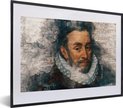 Produktbild von MuchoWow® Gerahmtes Poster Wilhelm von Oranien - Adriaen Thomasz - Zeitungsartikel 40x30 cm - Poster mit Schwarzem Bilderrahmen Wandposter Rahmen Foto Bilder - Bilderrahmen - Poster im Rahmen