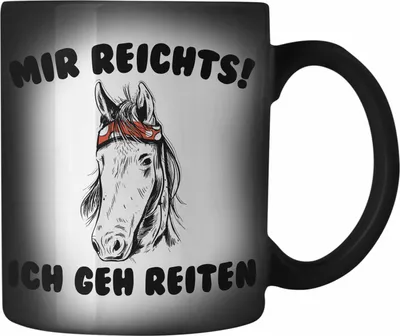 Produktbild von Trendation - Reiterin Farbwechsel Zauber-Tasse - Mir Reichts Ich Geh Reiten - Pferde Farbwechsel Zauber-Tasse Karabiner Farbwechsel Zauber-Tasse Edelstahl Mädchen Geschenk Pferdeliebhaber Sprüch (Schwarz)